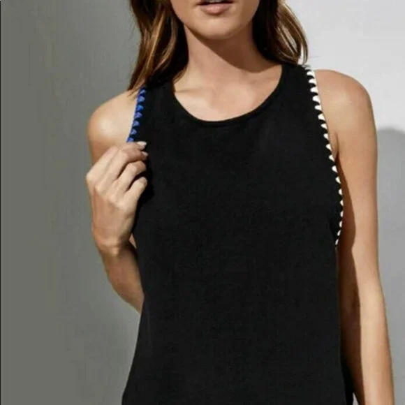 Carbon38 Crochet Twist Tank Top – Black/White/Blue – MED - Picture 2 of 7